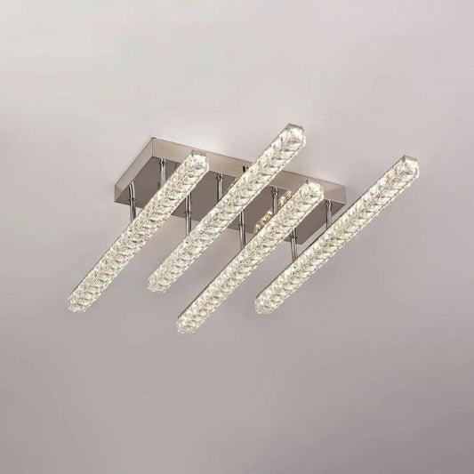 LED chandelier with remote control and crystal TEJANA 112W, Linear, Cold/Warm/Neutral light, Dimmable, Shiny Chrome