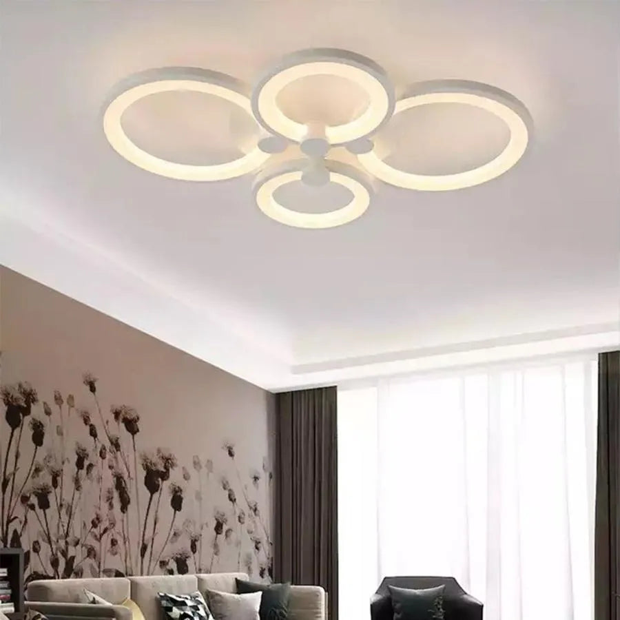 LED chandelier with remote control ALANI 52W, 4 Circles, Cold/Warm/Neutral light, Dimmable, White