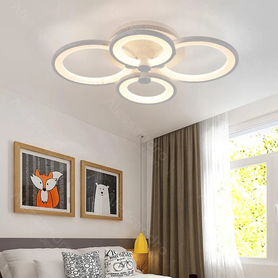 LED chandelier with remote control ALANI 52W, 4 Circles, Cold/Warm/Neutral light, Dimmable, White