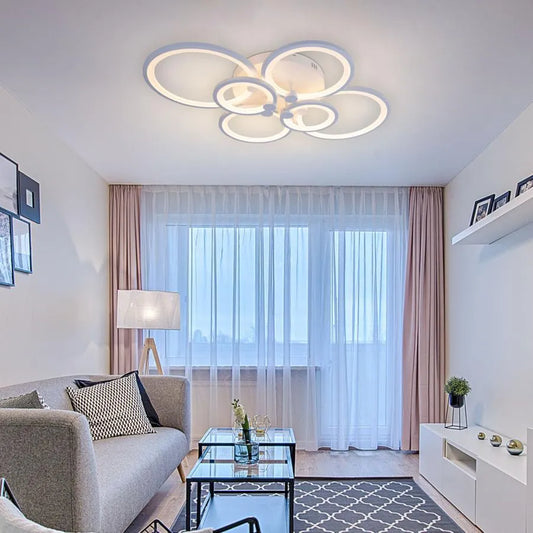 LED chandelier with remote control ALANI 168W, 6 Circles, Cold/Warm/Neutral light, Dimmable, White