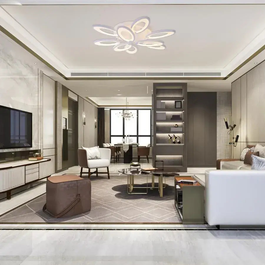 LED Chandelier with Remote Control SUNFLOWER 98W 9 Elements Cold/Warm/Neutral Light Dimmable White