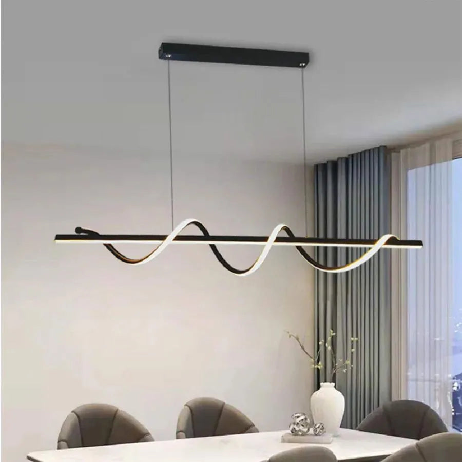 Suspended LED chandelier with remote control AMINIA 80W, Linear, Cold/Warm/Neutral light, Dimmable, Black, Height Adjustable