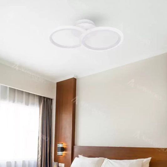 LED chandelier with remote control BETTY 28W, 2 Circles, Cold/Warm/Neutral light, Dimmable, White