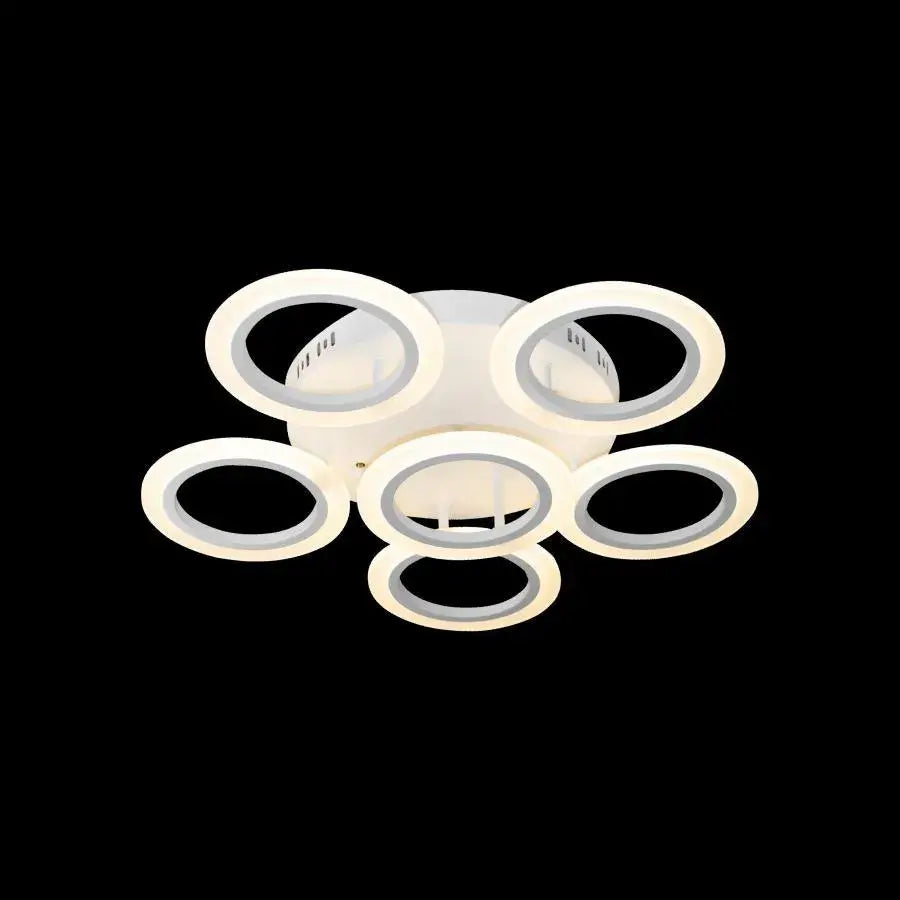 LED chandelier with remote control BOEME 50W, 6 Circles, Cold/Warm/Neutral light, Dimmable, White