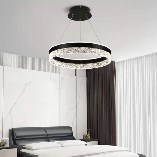 Suspended LED chandelier with remote control BRINDA 124W, Cold/Warm/Neutral light, Dimmable, Black, Height Adjustable