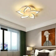 LED chandelier with Lotus remote control, 55W, 5 petals, cold/hot/neutral light, unstable, white