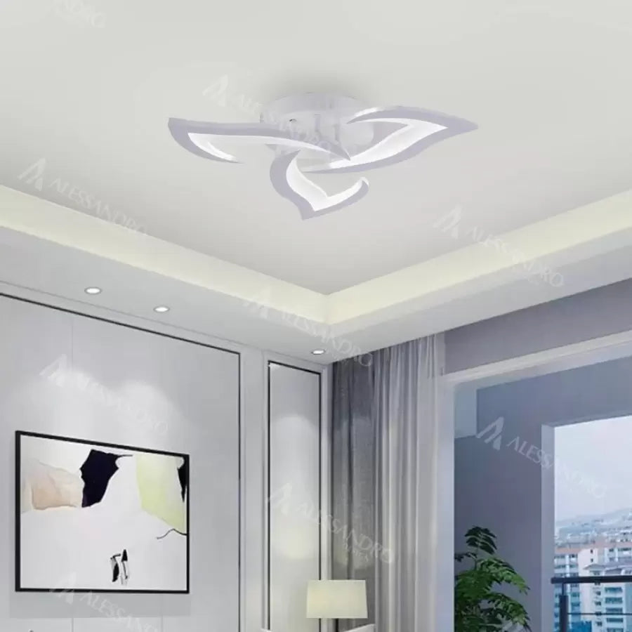 LED Chandelier with Remote Control LOTUS, 48W, 3 Petals, Cold/Warm/Neutral Light, Dimmable, White