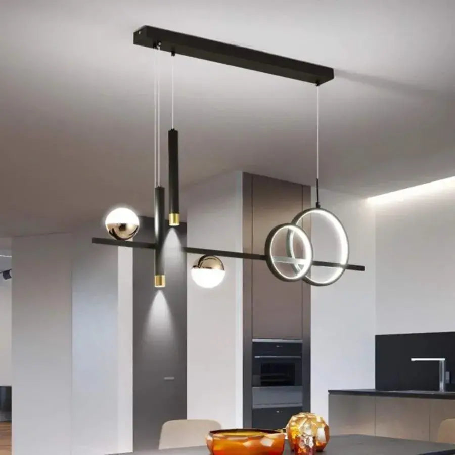 Suspended LED chandelier with remote control DAMARA 46W, Cold/Warm/Neutral light, Dimmable, Black, Height Adjustable