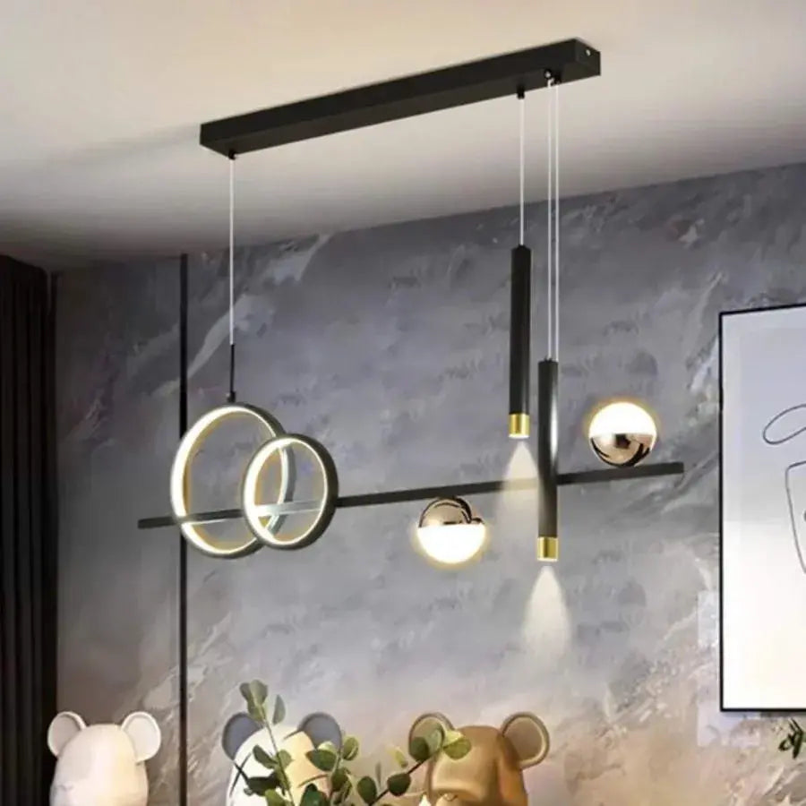 Suspended LED chandelier with remote control DAMARA 46W, Cold/Warm/Neutral light, Dimmable, Black, Height Adjustable