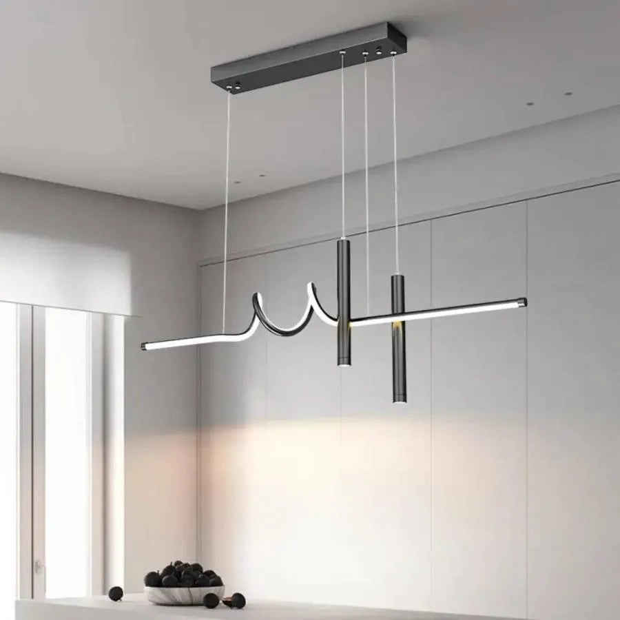 Suspended LED chandelier with remote control DANNA 35W, Cold/Warm/Neutral light, Dimmable, Black, Height Adjustable