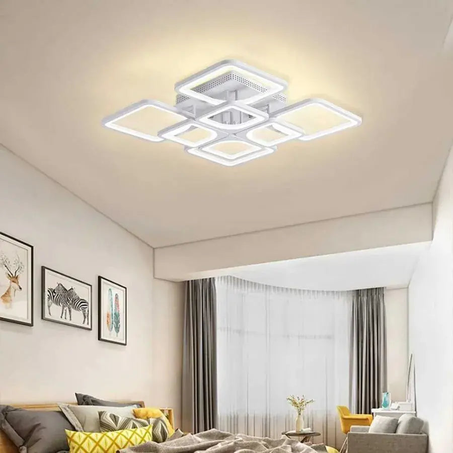 LED chandelier with remote control ZOE 135W, 8 Squares, Cold/Warm/Neutral light, Dimmable, White