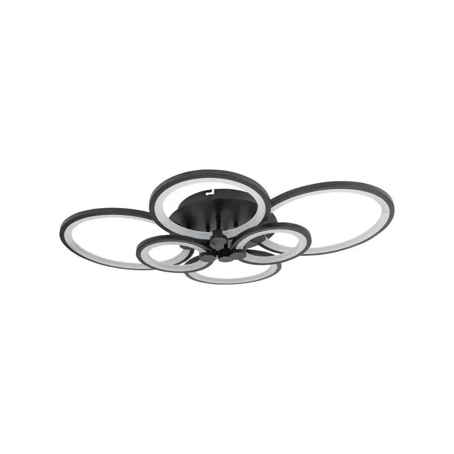 LED chandelier with remote control ALANI 152W, 6 Circles, Cold/Warm/Neutral light, Dimmable, Black
