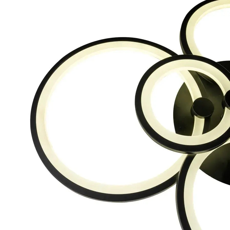 LED chandelier with remote control ALANI 152W, 6 Circles, Cold/Warm/Neutral light, Dimmable, Black