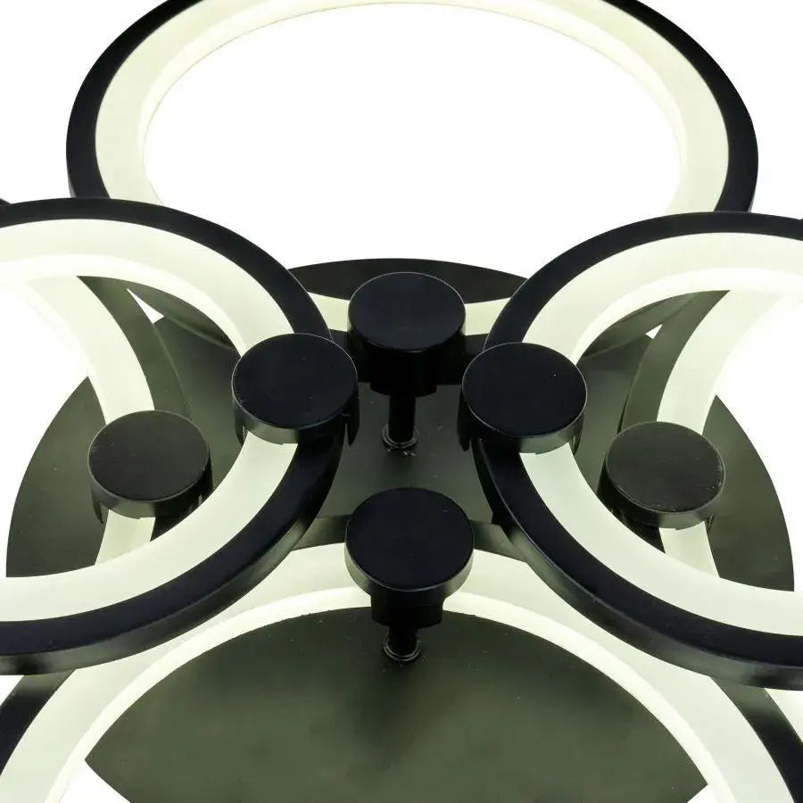 LED chandelier with remote control ALANI 152W, 6 Circles, Cold/Warm/Neutral light, Dimmable, Black