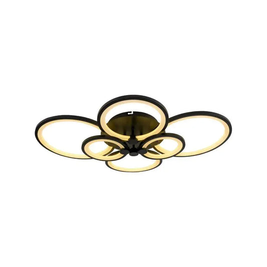 LED chandelier with remote control ALANI 152W, 6 Circles, Cold/Warm/Neutral light, Dimmable, Black