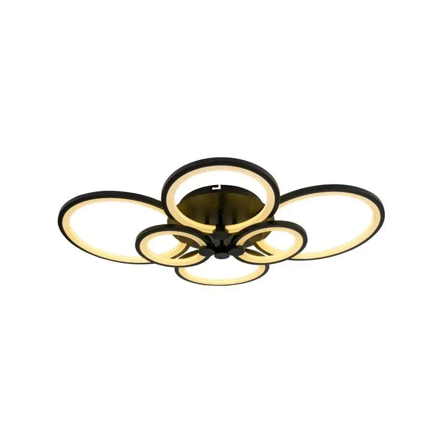 LED chandelier with remote control ALANI 152W, 6 Circles, Cold/Warm/Neutral light, Dimmable, Black