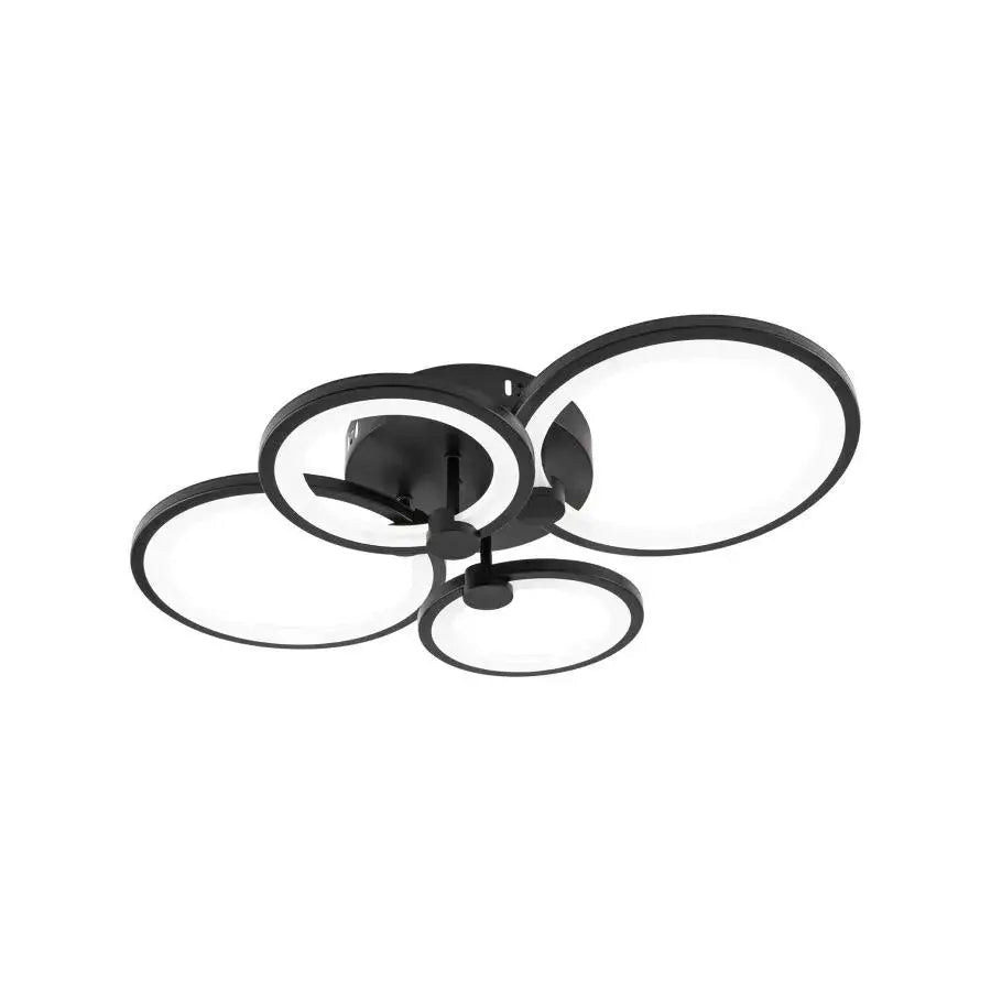 LED chandelier with remote control ALANI 88W, 4 Circles, Cold/Warm/Neutral light, Dimmable, Black