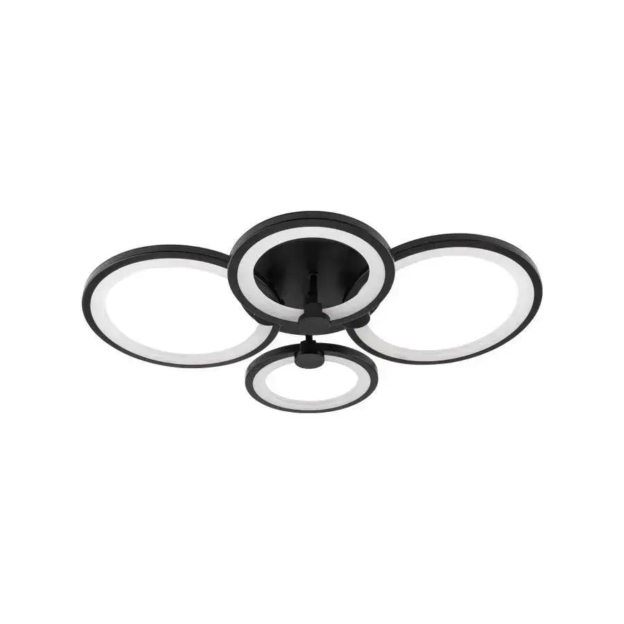 LED chandelier with remote control ALANI 88W, 4 Circles, Cold/Warm/Neutral light, Dimmable, Black