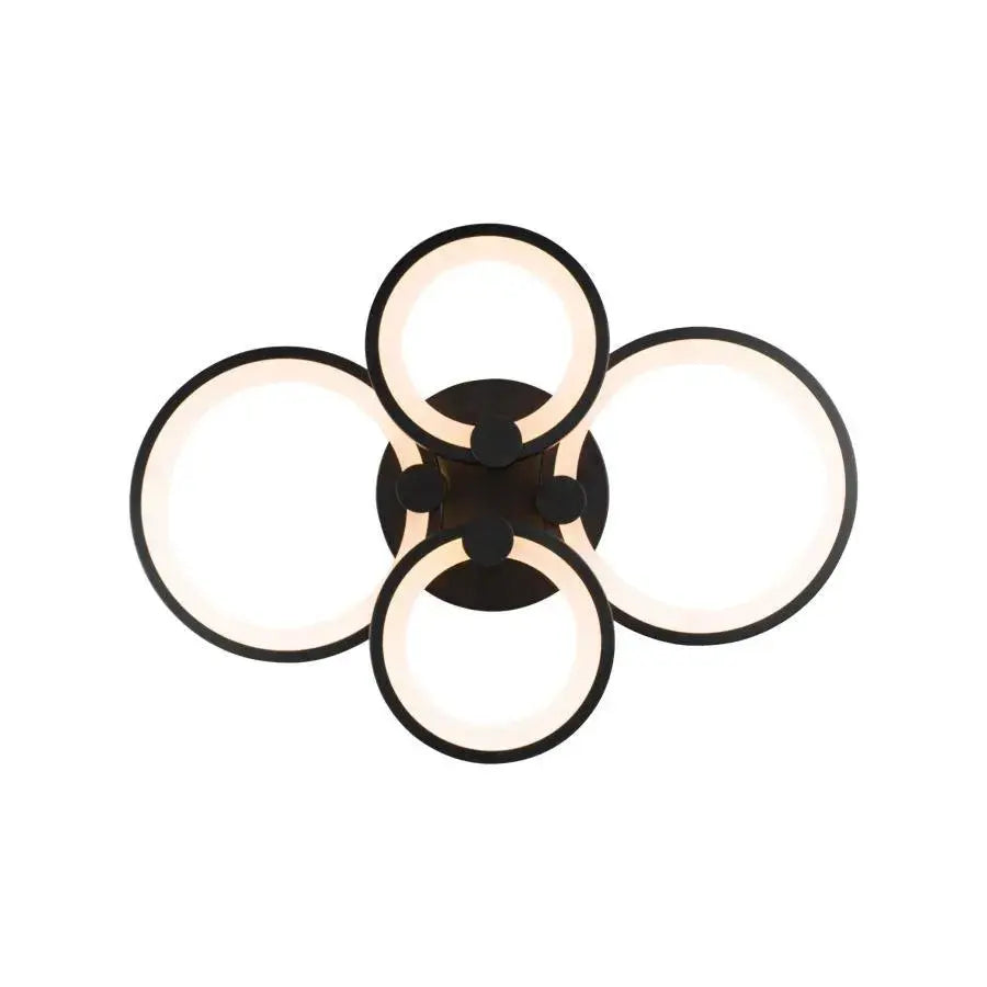 LED chandelier with remote control ALANI 88W, 4 Circles, Cold/Warm/Neutral light, Dimmable, Black