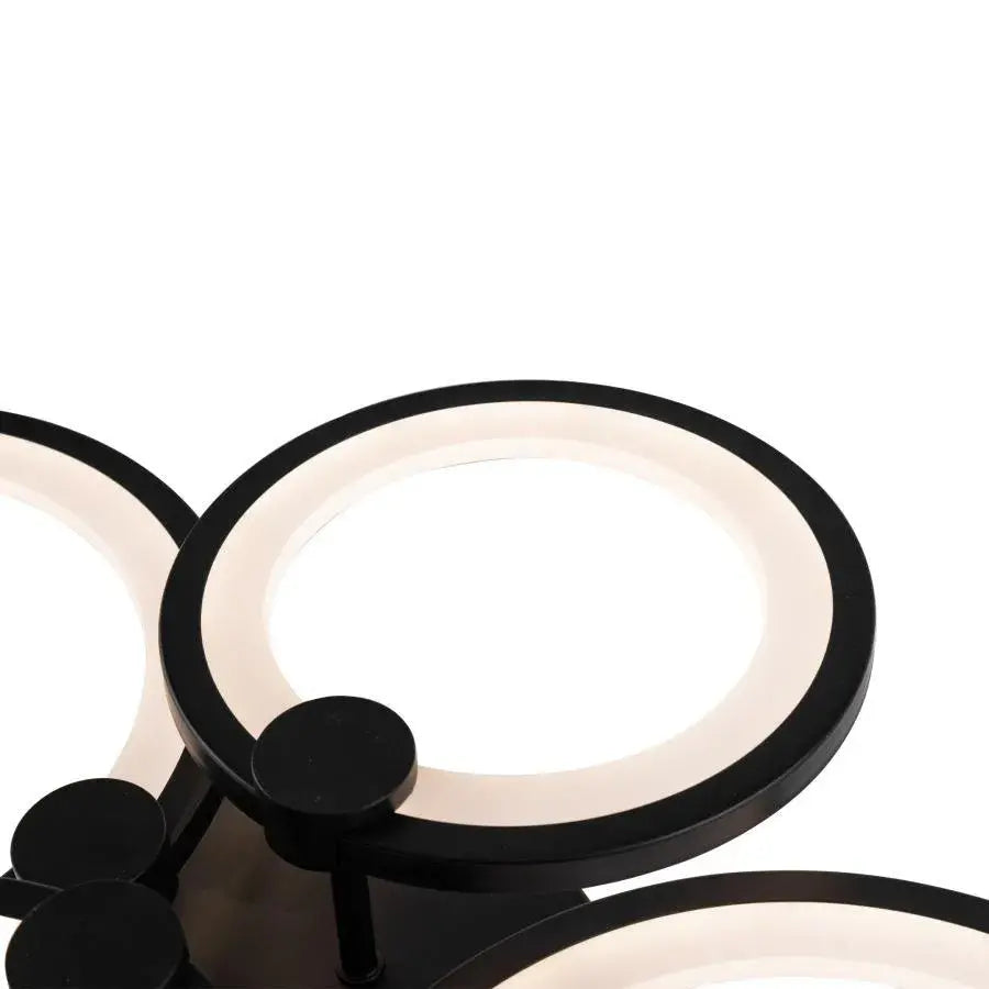 LED chandelier with remote control ALANI 88W, 4 Circles, Cold/Warm/Neutral light, Dimmable, Black