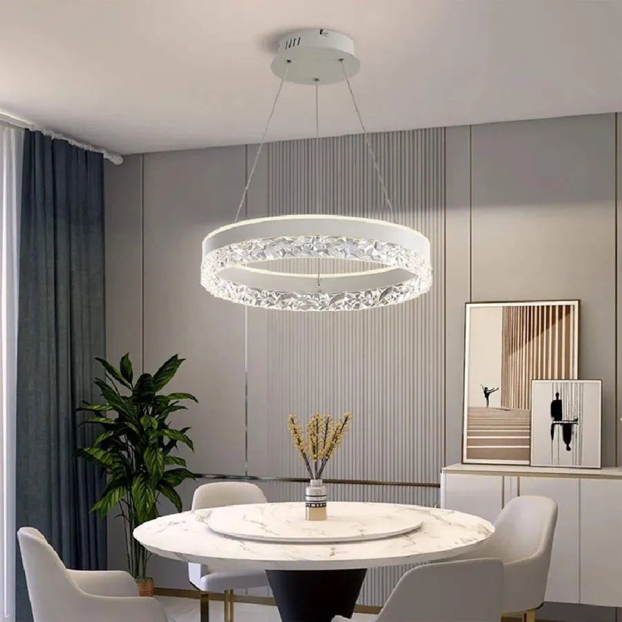 Suspended LED chandelier with remote control BRINDA 124W, Cold/Warm/Neutral light, Dimmable, White, Height Adjustable