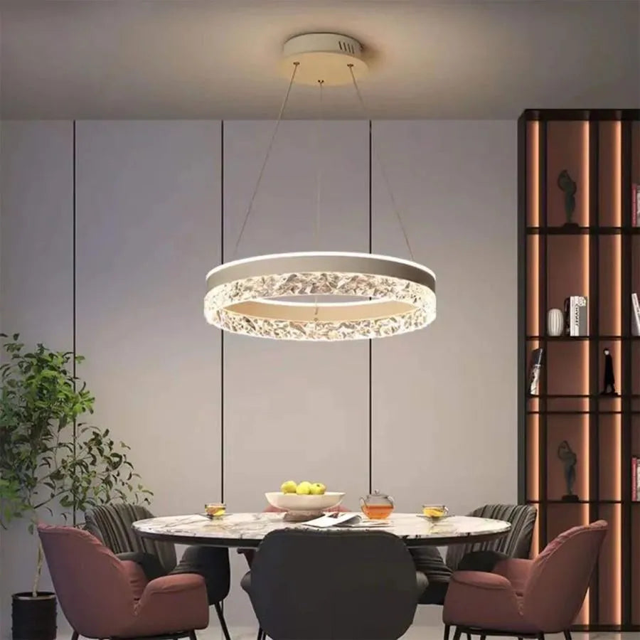 Suspended LED chandelier with remote control BRINDA 124W, Cold/Warm/Neutral light, Dimmable, White, Height Adjustable