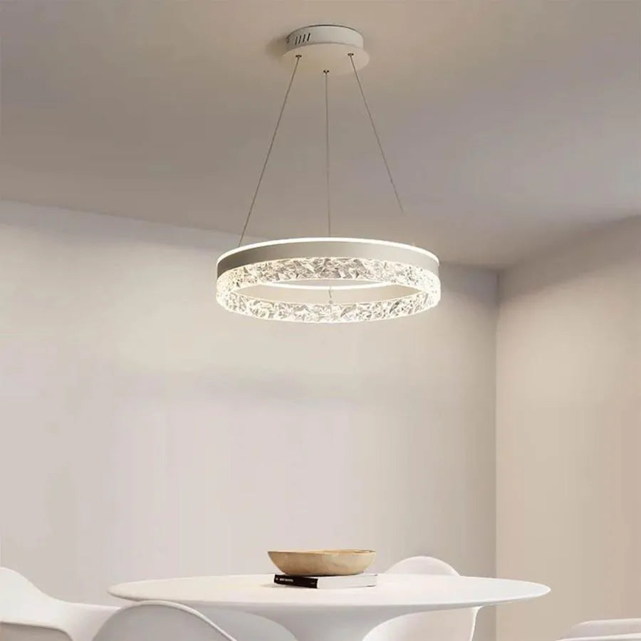 Suspended LED chandelier with remote control BRINDA 124W, Cold/Warm/Neutral light, Dimmable, White, Height Adjustable