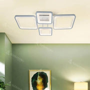 LED chandelier with remote control ELLA 85W, 4 Squares, Cold/Warm/Neutral light, Dimmable, White