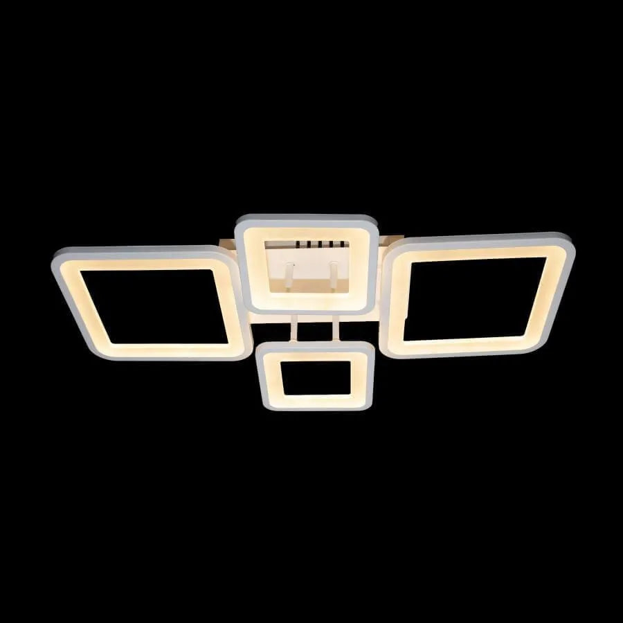 LED chandelier with remote control ELLA 85W, 4 Squares, Cold/Warm/Neutral light, Dimmable, White