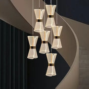 Hanging LED chandelier with remote control JEROME 38W, 6 Elements, Cold/Warm/Neutral light, Dimmable, Gold, Height Adjustable