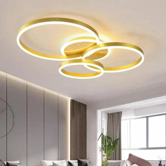 LED chandelier with remote control LYRA 100W, 3 Circles, Cold/Warm/Neutral light, Dimmable, Brushed Gold