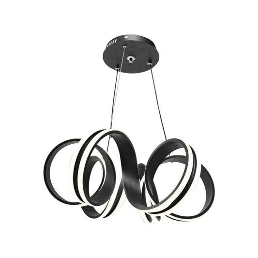 Suspended LED chandelier with remote control INFINITY TWIST 180W, Wavy, Cold/Warm/Neutral light, Dimmable, Black, Height Adjustable