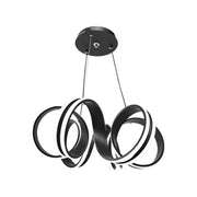 Suspended LED chandelier with remote control INFINITY TWIST 180W, Wavy, Cold/Warm/Neutral light, Dimmable, Black, Height Adjustable