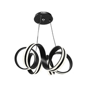 Suspended LED chandelier with remote control INFINITY TWIST 180W, Wavy, Cold/Warm/Neutral light, Dimmable, Black, Height Adjustable