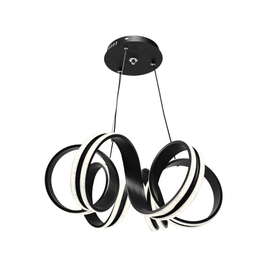 Suspended LED chandelier with remote control INFINITY TWIST 180W, Wavy, Cold/Warm/Neutral light, Dimmable, Black, Height Adjustable
