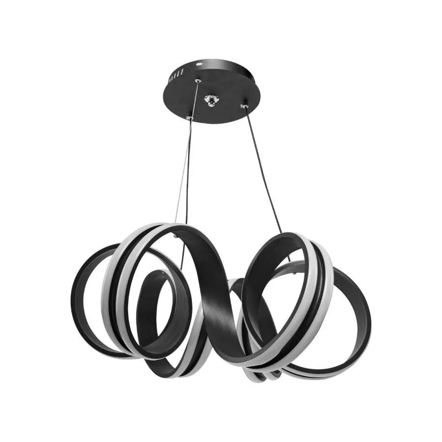 Suspended LED chandelier with remote control INFINITY TWIST 180W, Wavy, Cold/Warm/Neutral light, Dimmable, Black, Height Adjustable