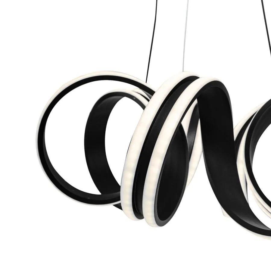 Suspended LED chandelier with remote control INFINITY TWIST 180W, Wavy, Cold/Warm/Neutral light, Dimmable, Black, Height Adjustable