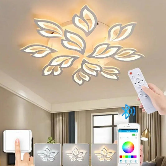 LED chandelier with remote control LILY 150W, 12 Elements, Cold/Warm/Neutral light, Dimmable, White