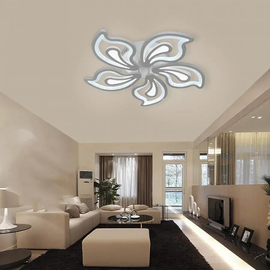 LED chandelier with remote control GLORIOSA 96W, 5 Petals, Cold/Warm/Neutral light, Dimmable, White