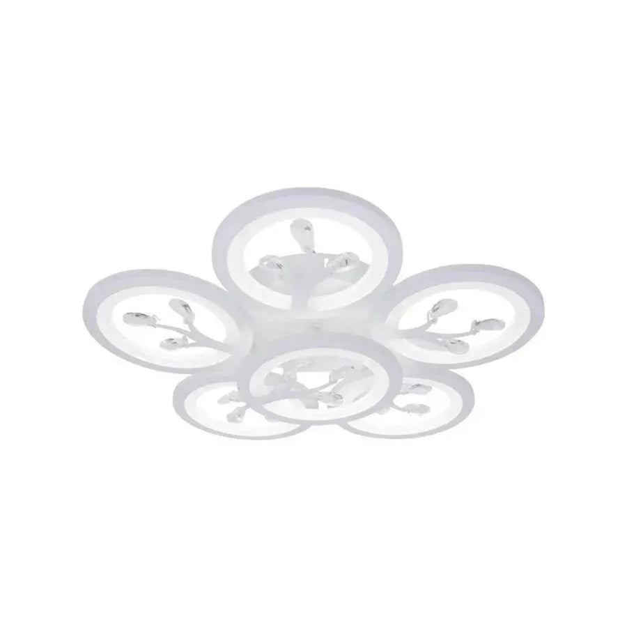 LED chandelier with remote control and crystal DAISY 72W, 6 Elements, Cold/Warm/Neutral light, Dimmable, White