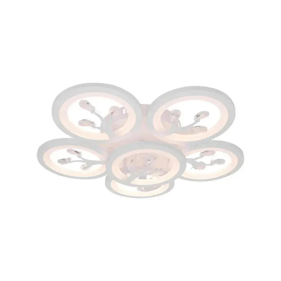 LED chandelier with remote control and crystal DAISY 72W, 6 Elements, Cold/Warm/Neutral light, Dimmable, White