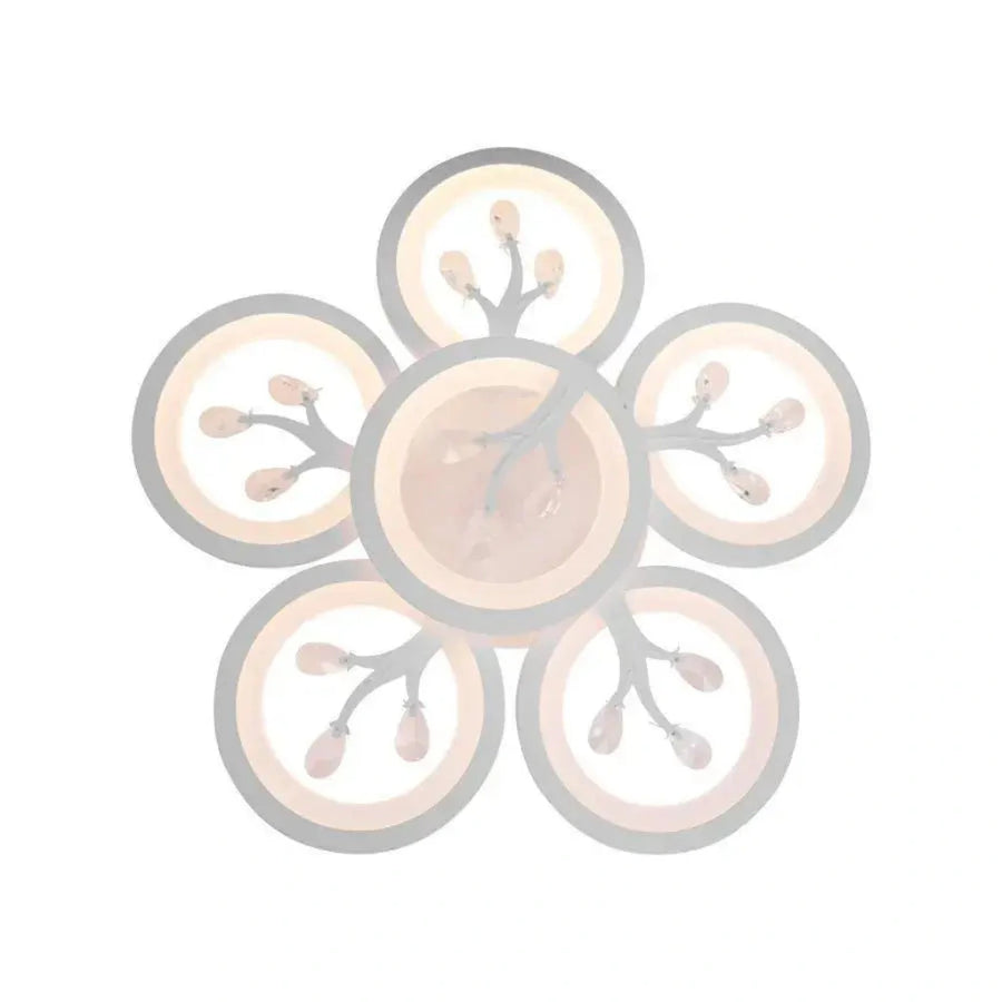 LED chandelier with remote control and crystal DAISY 72W, 6 Elements, Cold/Warm/Neutral light, Dimmable, White