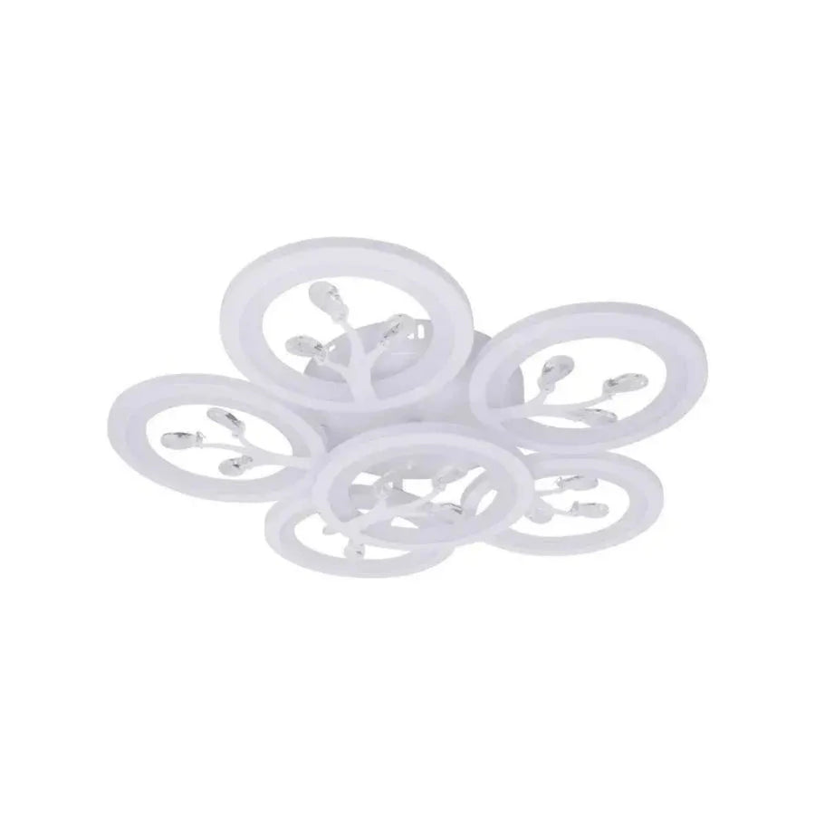 LED chandelier with remote control and crystal DAISY 72W, 6 Elements, Cold/Warm/Neutral light, Dimmable, White