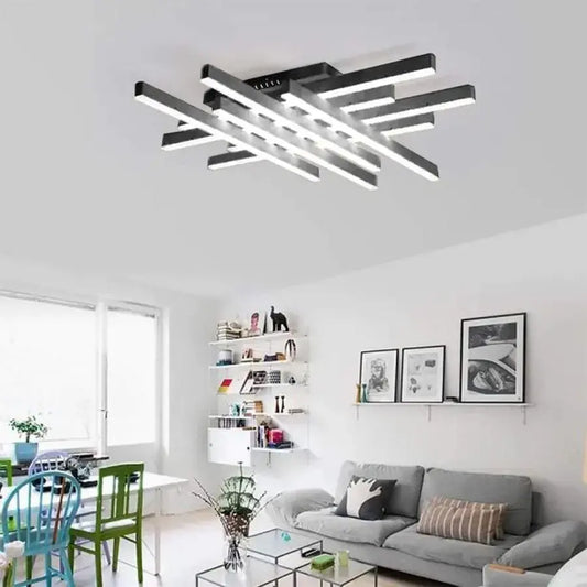 LED chandelier with remote control MORA 160W, 8 Elements, Linear, Cold/Warm/Neutral light, Dimmable, Black