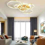 LED chandelier with remote control LYRA 248W, 5 Circles, Cold/Warm/Neutral light, Dimmable, Brushed Gold