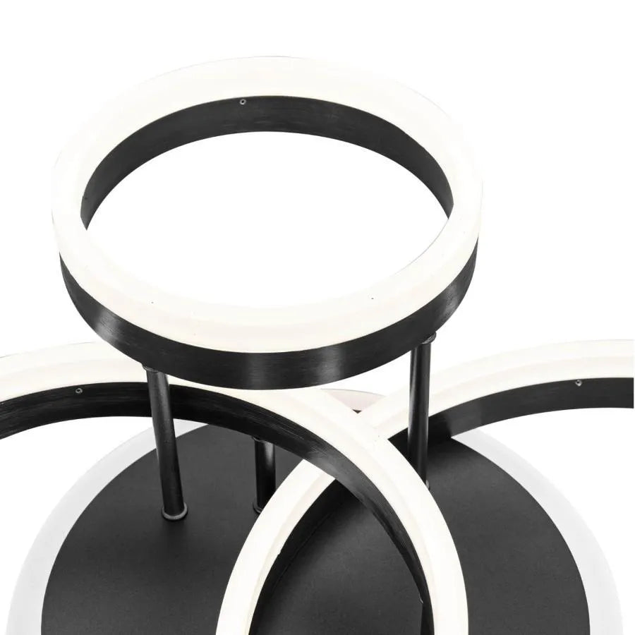 LED chandelier with remote control LYRA 100W, 3 Circles, Cold/Warm/Neutral light, Dimmable, Black
