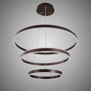 Suspended LED chandelier with remote control OLATHE 400W, 3 Circles, Cold/Warm/Neutral light, Dimmable, Brown, Height Adjustable
