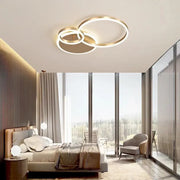 LED chandelier with remote control RILIA 100W, 2 Circles, Cold/Warm/Neutral light, Dimmable, White Gold