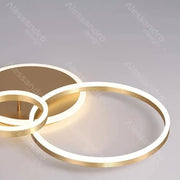 LED chandelier with remote control RILIA 100W, 2 Circles, Cold/Warm/Neutral light, Dimmable, White Gold