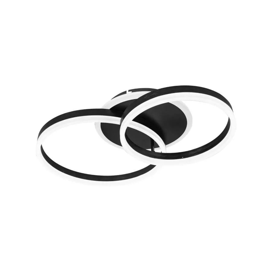 LED chandelier with remote control LYRA 80W, 2 Circles, Cold/Warm/Neutral light, Dimmable, Black